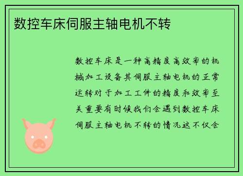 数控车床伺服主轴电机不转